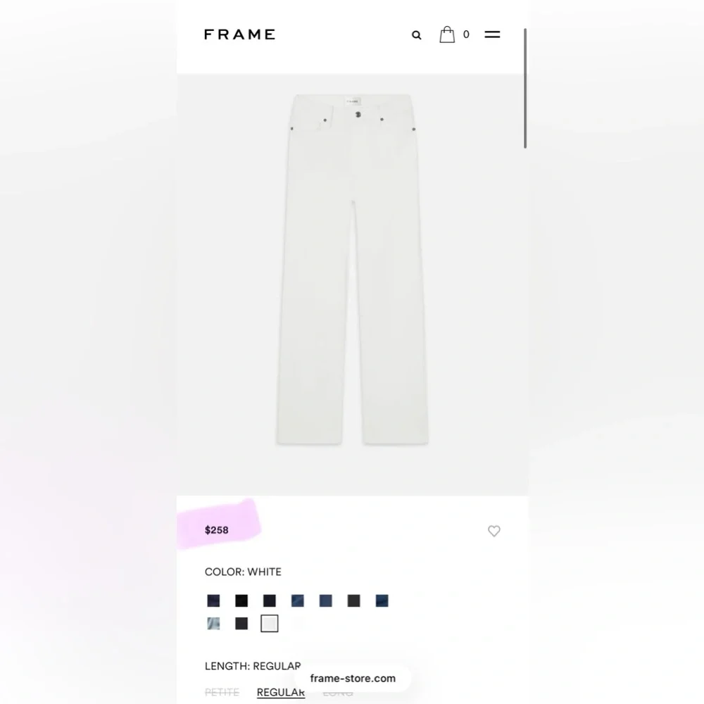 NEW FRAME Denim le sleek high rise straight leg jean, white 25 - Picture 6 of 12